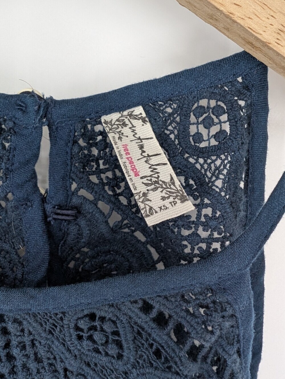 Free People Shea Printed Mini Dress Navy Blue Pink XS - Picture 8 of 9